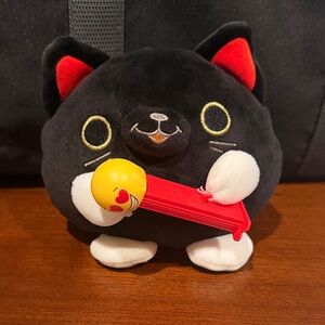 Snackle - Black Cat Pez Plush Toy with Red and White Accents